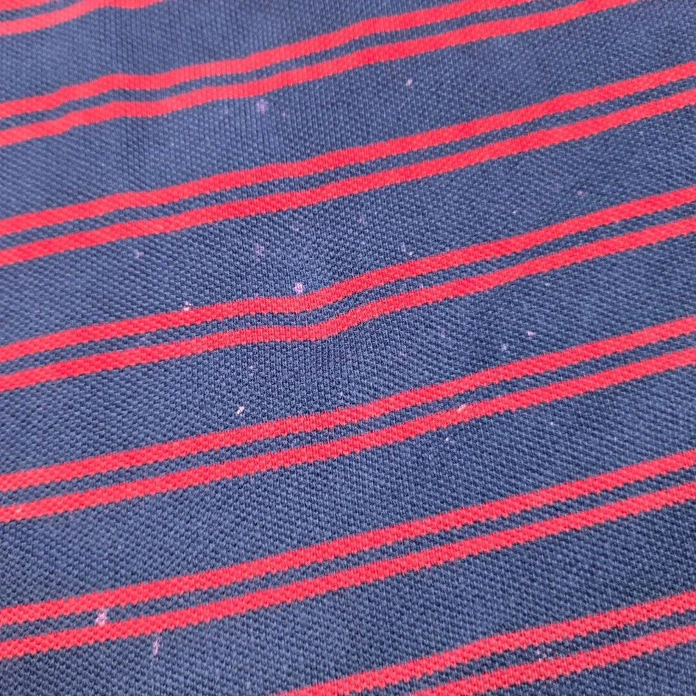 Polo Ralph Lauren Polo Shirt Mens XL Striped Short Sleeve Pique Navy Blue Red